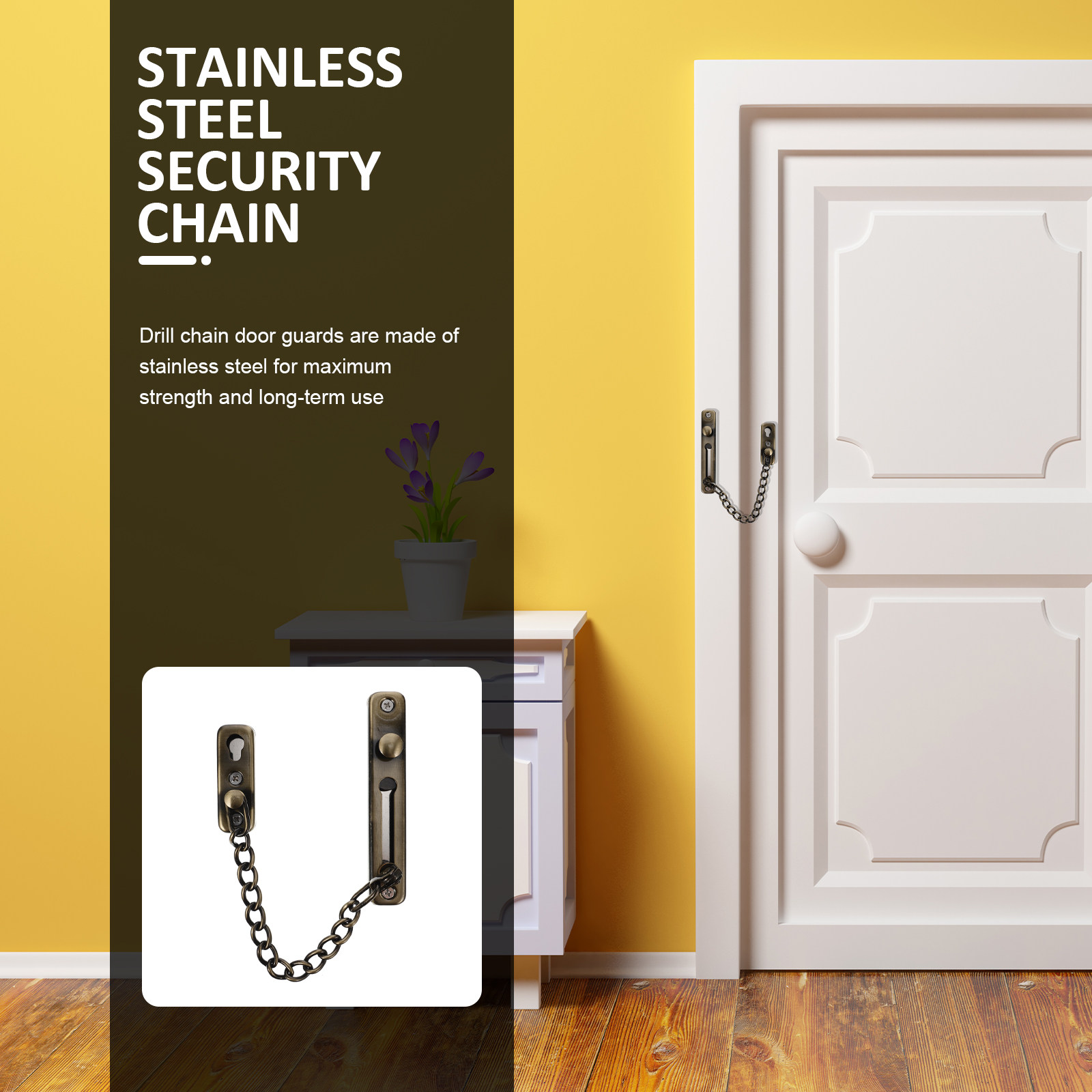 Security Chain Door - Punch-Free Childproof Door Chain Lock Stainless