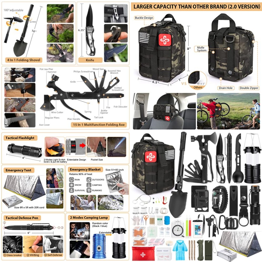Survival Kit, 250Pcs Survival  - огляд і ціна First Aid Bag Kit