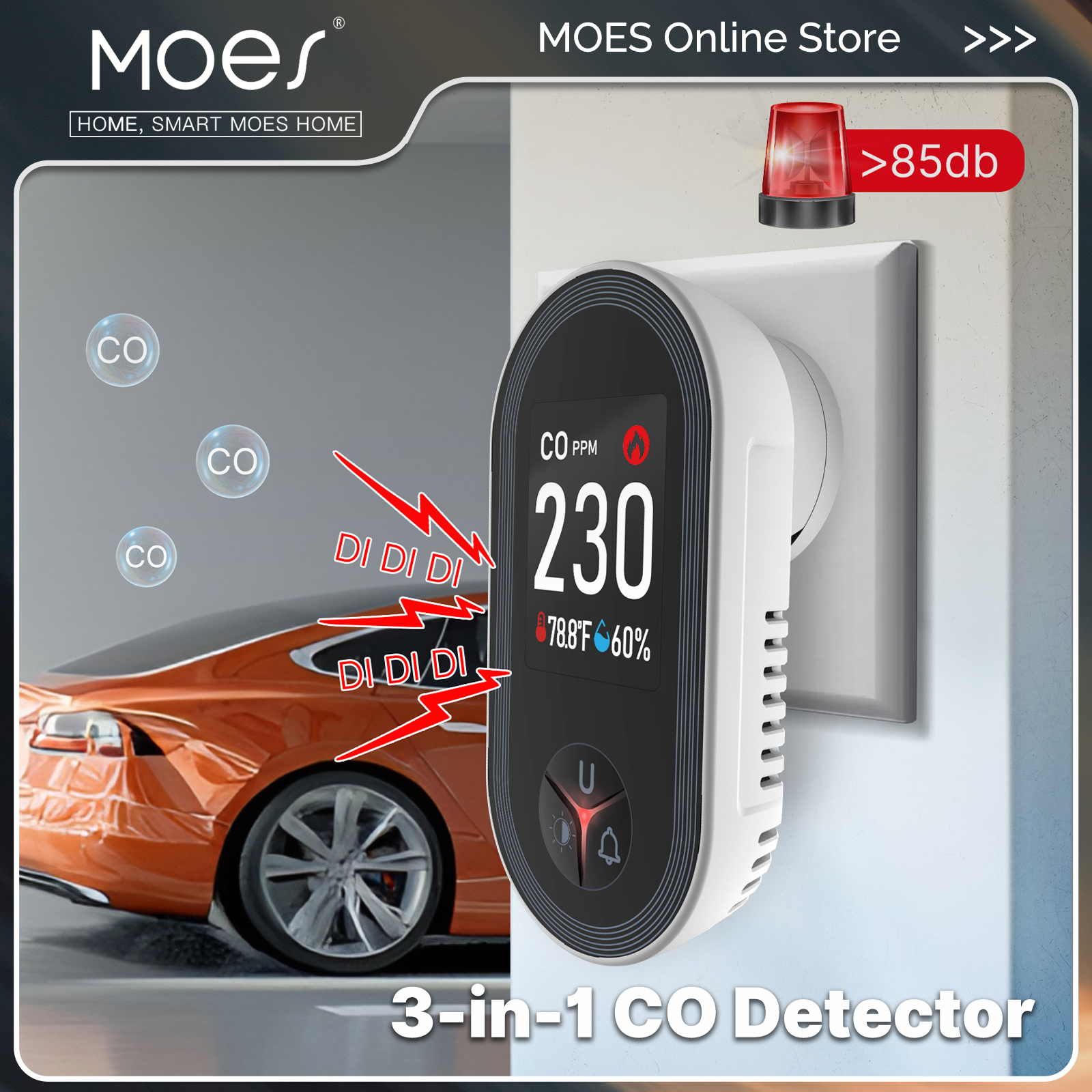 MOES 3in1 Carbon Monoxide Dete - огляд і ціна Co Detector Plug