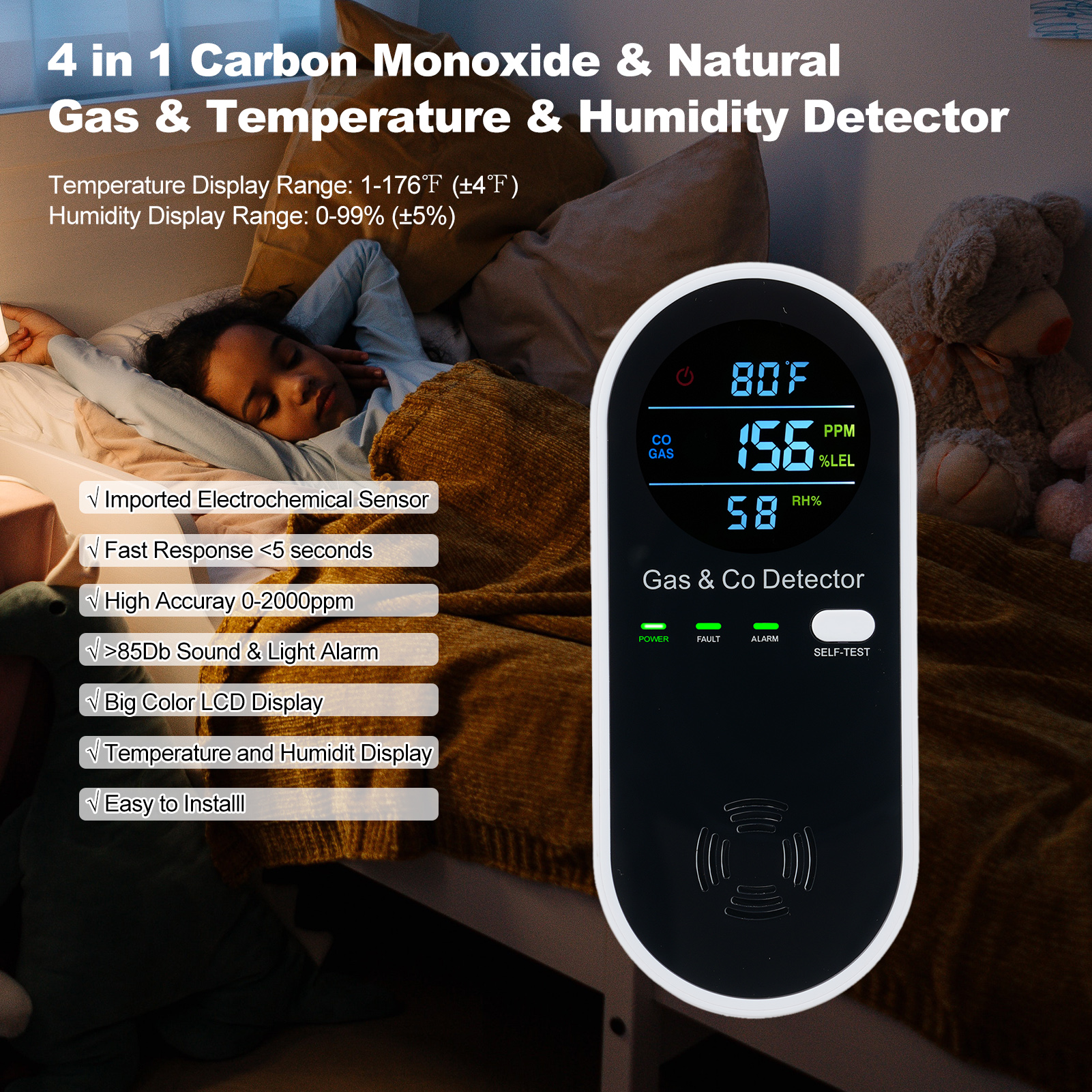 4 in 1 CO Monitor Alarm with L - огляд і ціна Co Detector Plug