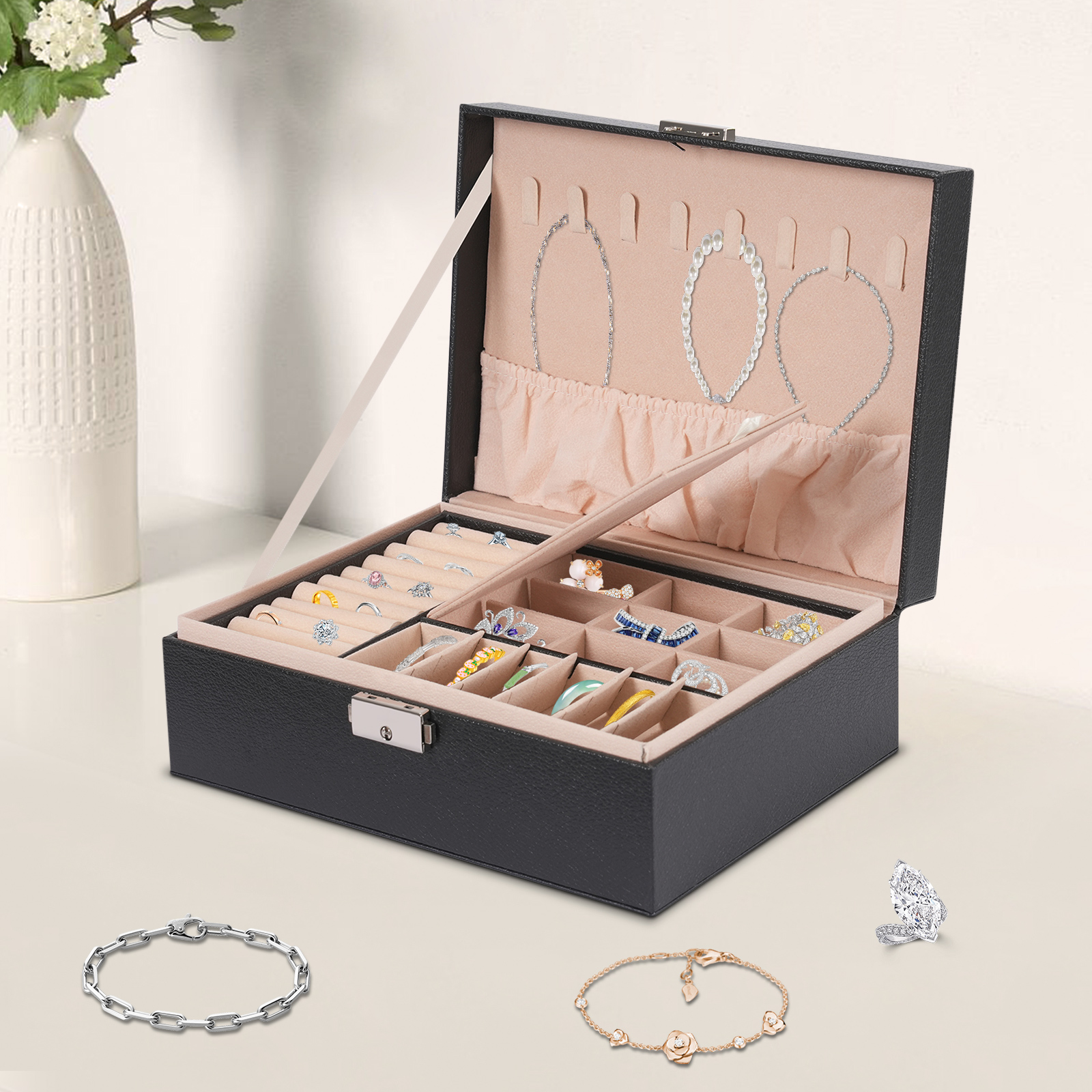 Double-Layer PVC Jewelry Box R - огляд і ціна Lockbox Key Secure