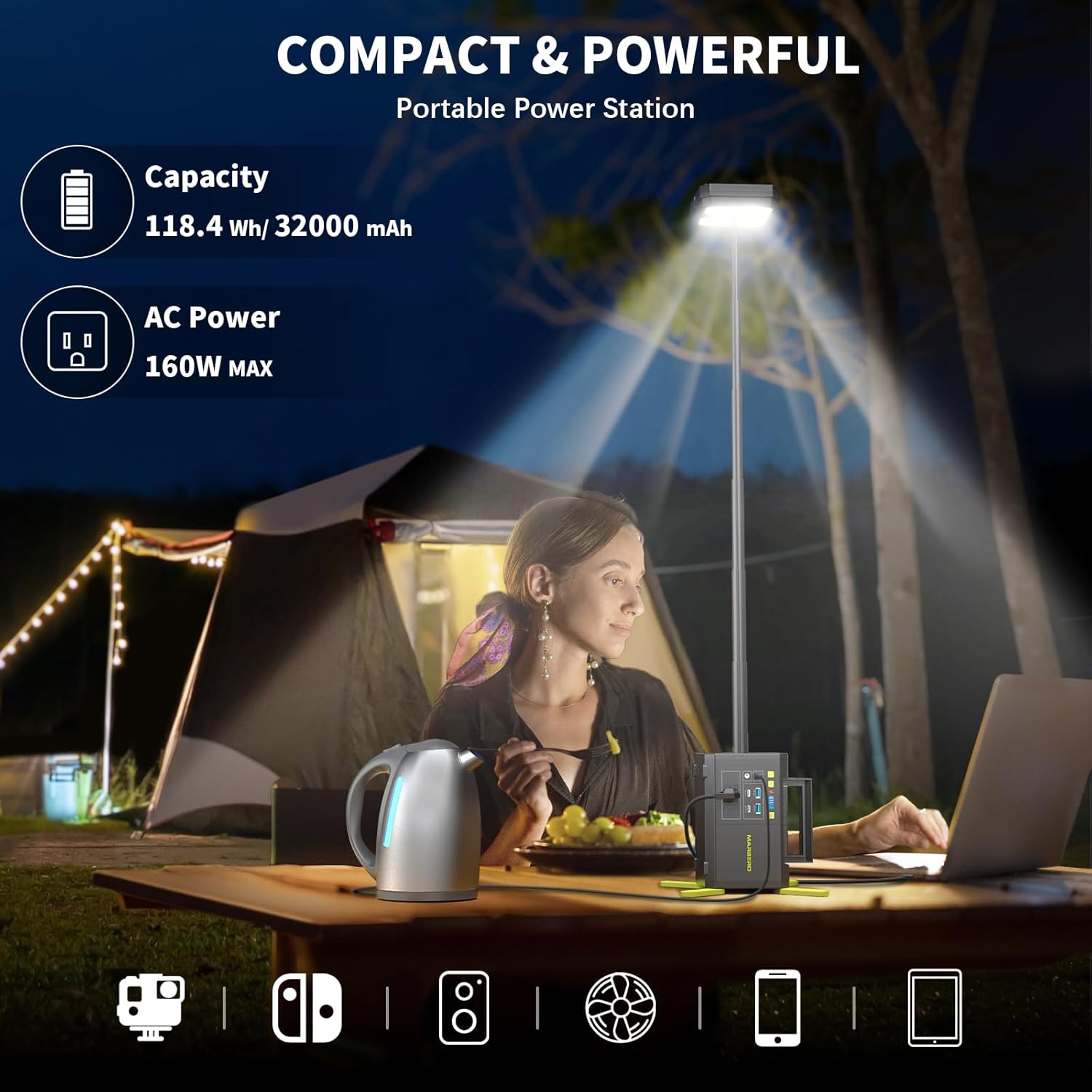 118Wh Portable Power Station w - огляд і ціна Power Outage Light